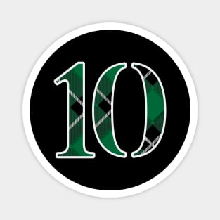 10 Sports Jersey Number Green Black Flannel Magnet